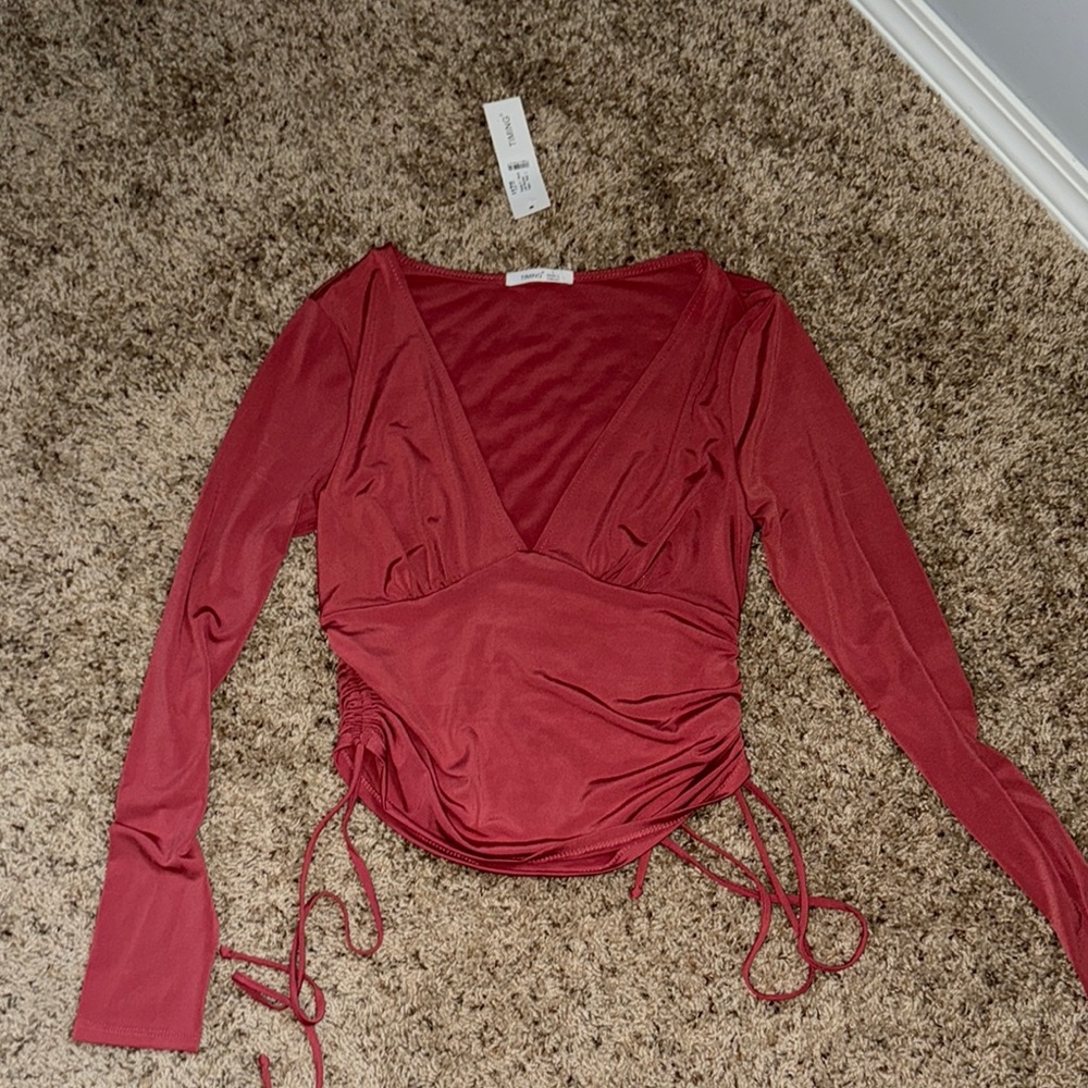 Timing Red Long Sleeve Wrap Bodysuit